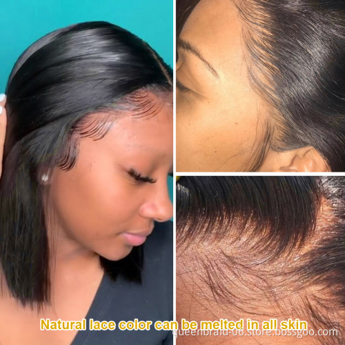 Short Bob Brazilian Straight 13x4 Lace Front Human Hair Wigs For Black Women Pre Pluck With Baby Hair 4x4 Closure Wig Remy